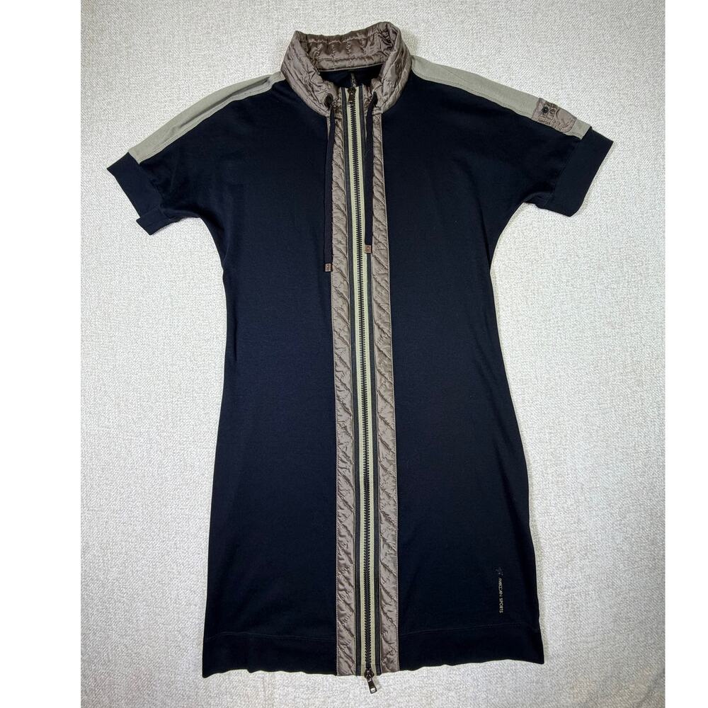 Marc Cain Sports Women Large Black Tan Short Sleeve Athleisure Dress Chic